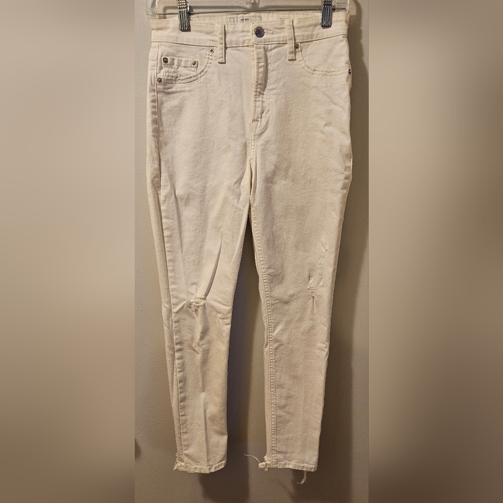 Lucky Brand Skinny Ankle Bridgette Jeans White Distressed Size‎ 4/27